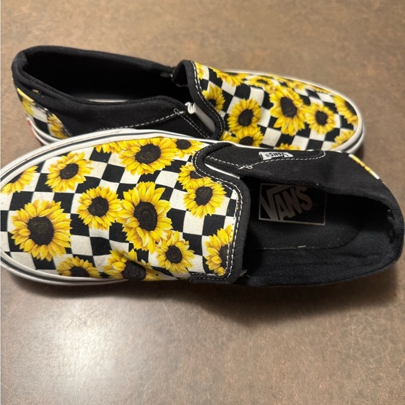 Vans Black and White Sunflower Slip-Ons - Picture 3 of 6